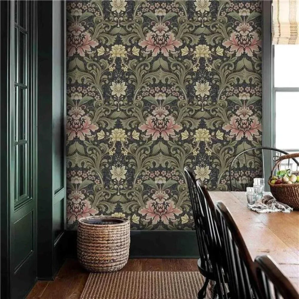Abyssaly Vintage Floral Wallpaper Peel and Stick Boho, William Morris Flower